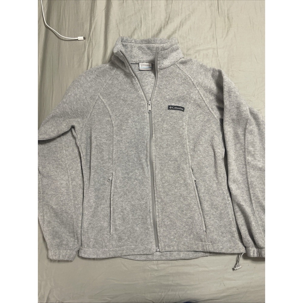 Columbia Women's Gray Solid Full Zip Jacket w/ Pockets Long Sleeve Size M - Picture 2 of 7